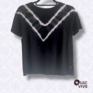 Electric & Rose Cropped Yoga Tee Black White Crew Neck Tie Dye Size Small